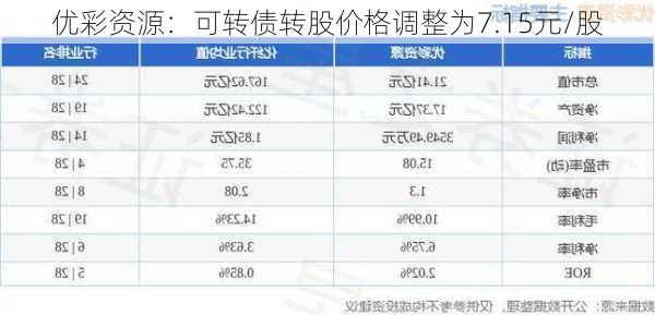 优彩资源：可转债转股价格调整为7.15元/股