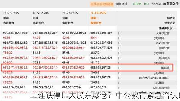 二连跌停！大股东爆仓？中公教育紧急否认！