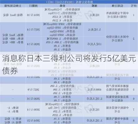 消息称日本三得利公司将发行5亿美元债券