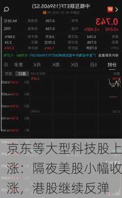 京东等大型科技股上涨：隔夜美股小幅收涨，港股继续反弹