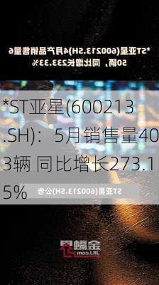 *ST亚星(600213.SH)：5月销售量403辆 同比增长273.15%