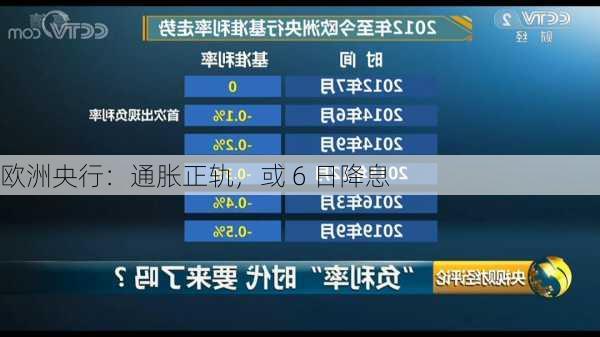 欧洲央行：通胀正轨，或 6 日降息