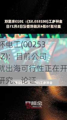 金杯电工(002533.SZ)：目前公司已就出海可行性正在开展研究、论证