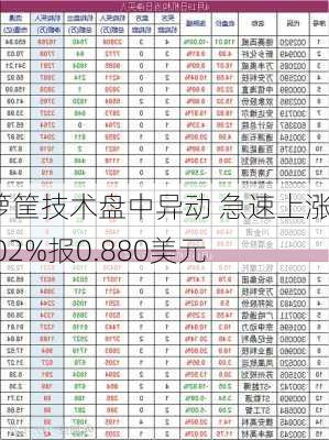 箩筐技术盘中异动 急速上涨6.02%报0.880美元