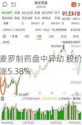 奥麦罗制药盘中异动 股价大涨5.38%