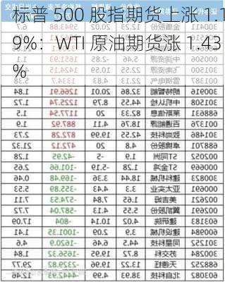 标普 500 股指期货上涨 1.19%：WTI 原油期货涨 1.43%