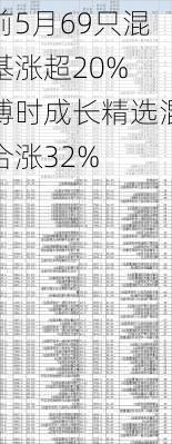 前5月69只混基涨超20% 博时成长精选混合涨32%