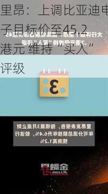 里昂：上调比亚迪电子目标价至45.2港元 维持“买入”评级