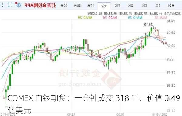 COMEX 白银期货：一分钟成交 318 手，价值 0.49 亿美元