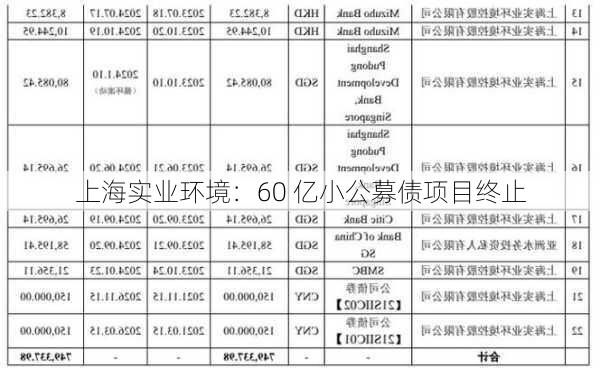 上海实业环境：60 亿小公募债项目终止