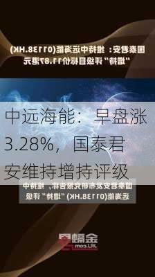 中远海能：早盘涨 3.28%，国泰君安维持增持评级