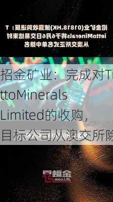 招金矿业：完成对TiettoMineralsLimited的收购，目标公司从澳交所除名