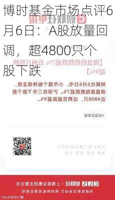 博时基金市场点评6月6日：A股放量回调，超4800只个股下跌