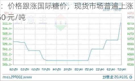 白糖：价格跟涨国际糖价，现货市场普遍上涨 40-50 元/吨