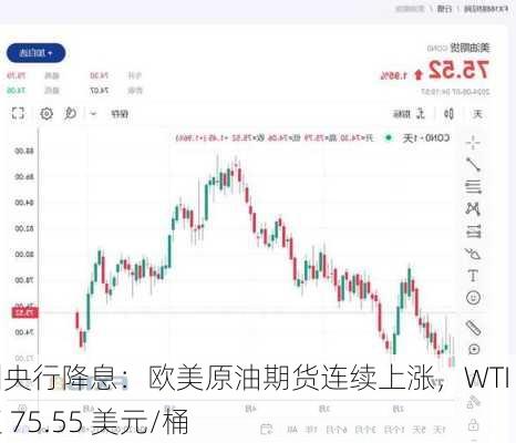 欧洲央行降息：欧美原油期货连续上涨，WTI 涨至 75.55 美元/桶