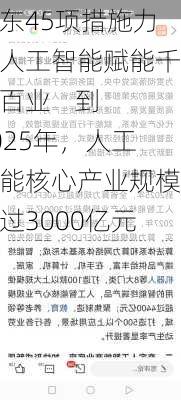 广东45项措施力促人工智能赋能千行百业    到2025年，人工智能核心产业规模超过3000亿元