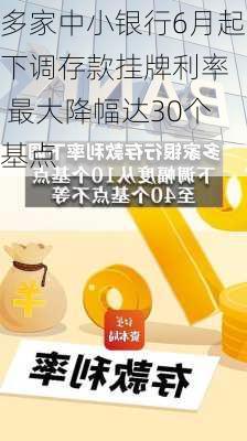 多家中小银行6月起下调存款挂牌利率  最大降幅达30个基点