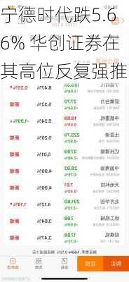 宁德时代跌5.66% 华创证券在其高位反复强推