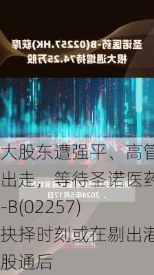 大股东遭强平、高管出走，等待圣诺医药-B(02257)抉择时刻或在剔出港股通后