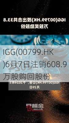 IGG(00799.HK)6月7日注销608.9万股购回股份