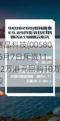 赛晶科技(00580)6月7日斥资11.62万港元回购10万股