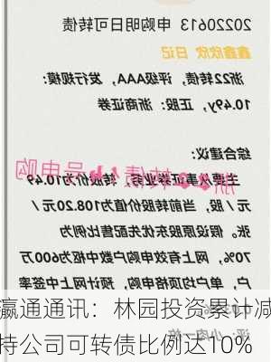 瀛通通讯：林园投资累计减持公司可转债比例达10%