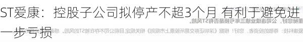 ST爱康：控股子公司拟停产不超3个月 有利于避免进一步亏损