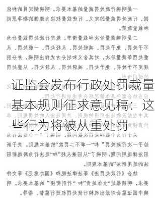 证监会发布行政处罚裁量基本规则征求意见稿：这些行为将被从重处罚