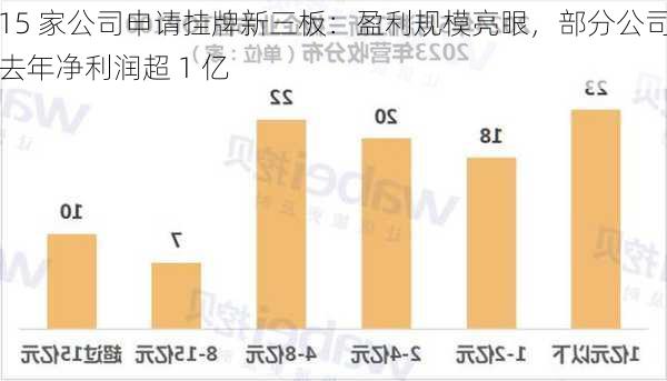 15 家公司申请挂牌新三板：盈利规模亮眼，部分公司去年净利润超 1 亿