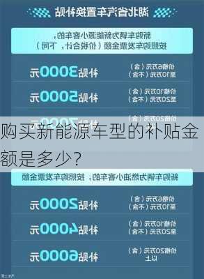 购买新能源车型的补贴金额是多少？