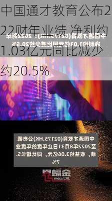 中国通才教育公布2022财年业绩 净利约1.03亿元同比减少约20.5%