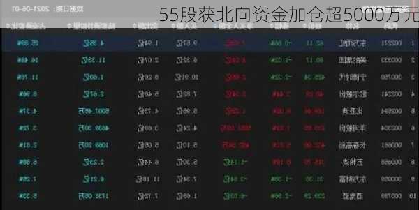 55股获北向资金加仓超5000万元