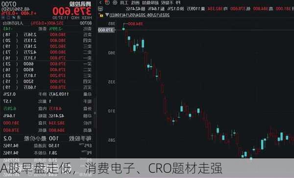 A股早盘走低，消费电子、CRO题材走强