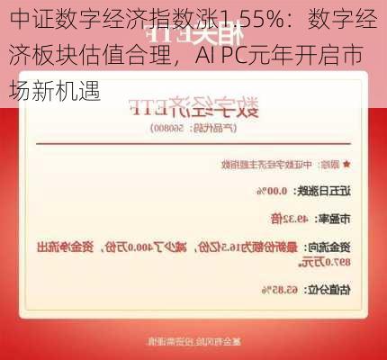 中证数字经济指数涨1.55%：数字经济板块估值合理，AI PC元年开启市场新机遇