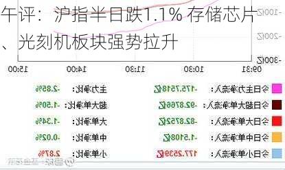 午评：沪指半日跌1.1% 存储芯片、光刻机板块强势拉升