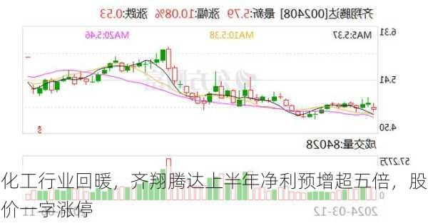 化工行业回暖，齐翔腾达上半年净利预增超五倍，股价一字涨停