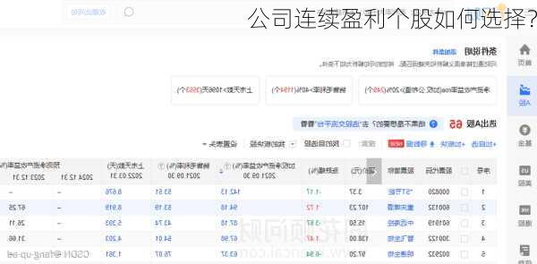 公司连续盈利个股如何选择？