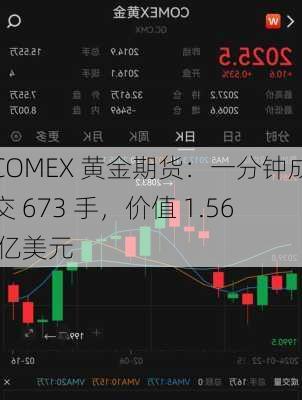 COMEX 黄金期货：一分钟成交 673 手，价值 1.56 亿美元