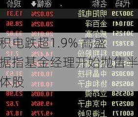 台积电跌超1.9% 高盛数据指基金经理开始抛售半导体股