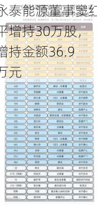 永泰能源董事窦红平增持30万股，增持金额36.9万元