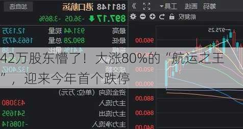 42万股东懵了！大涨80%的“航运之王”，迎来今年首个跌停