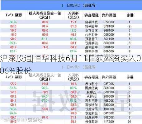 沪深股通|恒华科技6月11日获外资买入0.06%股份