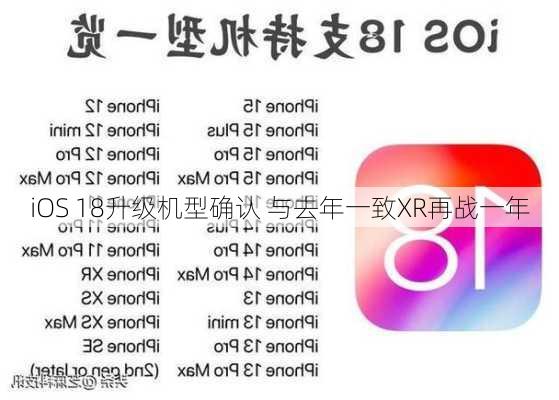 iOS 18升级机型确认 与去年一致XR再战一年