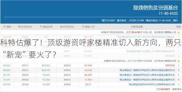 科特估爆了！顶级游资呼家楼精准切入新方向，两只“新宠”要火了？