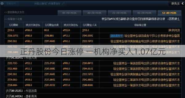 正丹股份今日涨停 一机构净买入1.07亿元