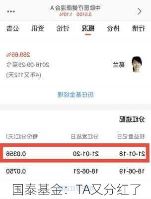 国泰基金：TA又分红了