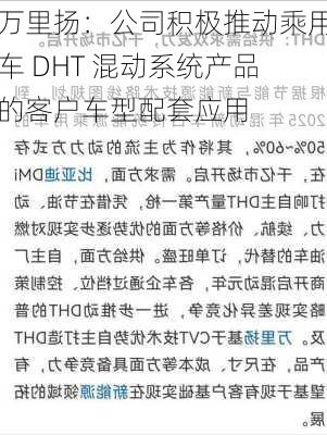 万里扬：公司积极推动乘用车 DHT 混动系统产品的客户车型配套应用