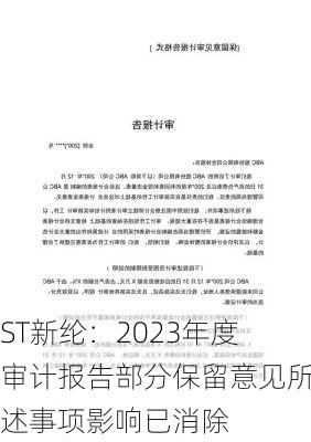 ST新纶：2023年度审计报告部分保留意见所述事项影响已消除