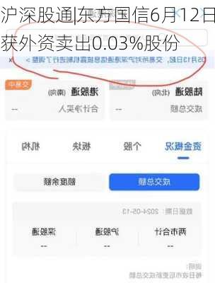 沪深股通|东方国信6月12日获外资卖出0.03%股份