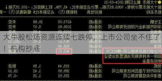 大牛股松炀资源连续七跌停，上市公司坐不住了！机构抄底